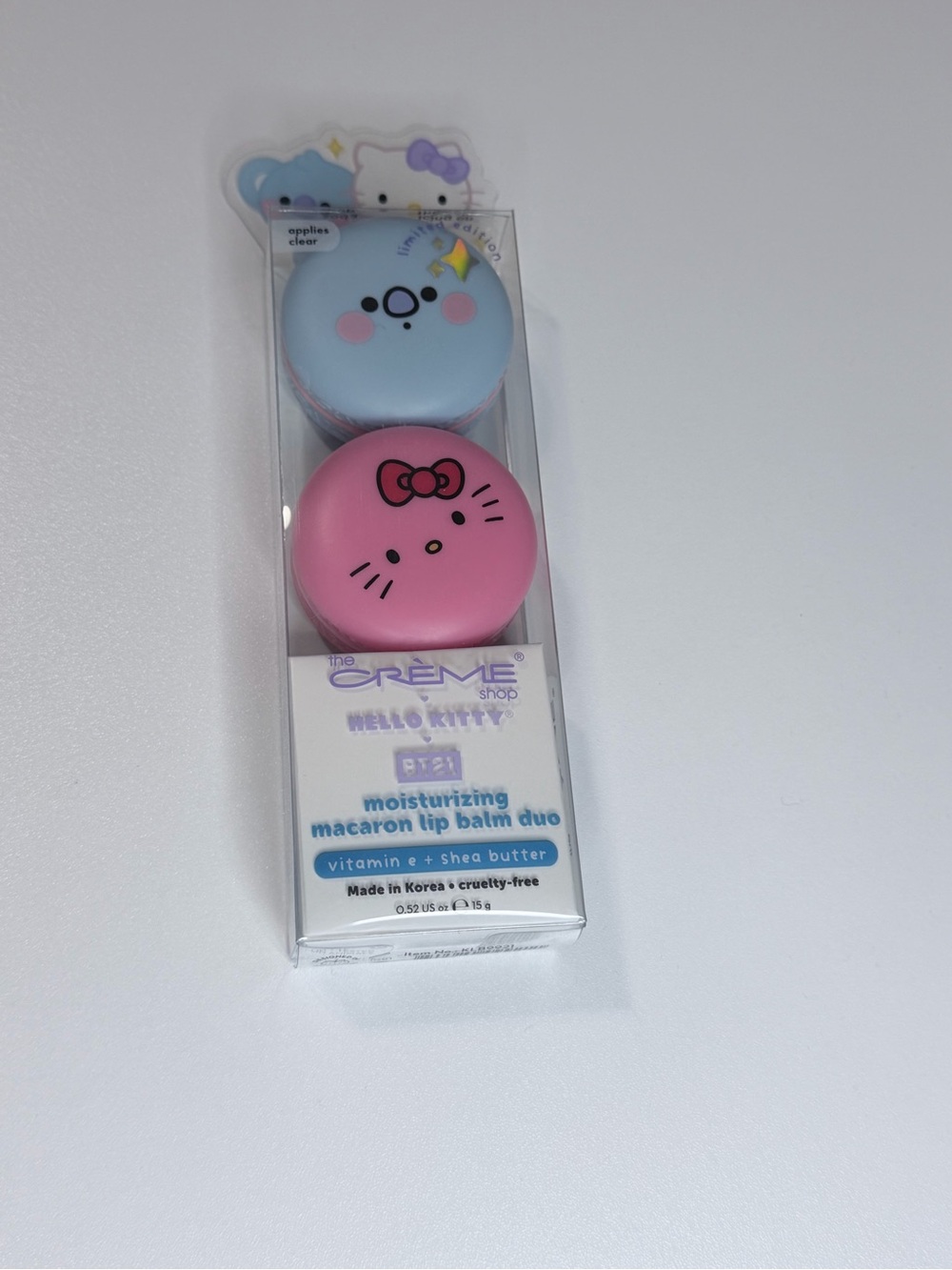 Hello Kitty BT21 Moisturizing Macaron Lip Balm Duo - Pink & Light Blue